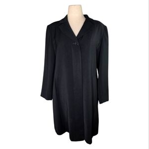 Vintage Portrait Black Longline Coat Women’s PL Classic Button Front Overcoat